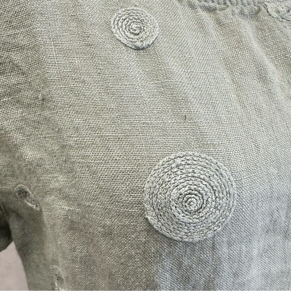 Terzo Millennio linen sage green shirt sleeve lagenlook shift dress size medium - Picture 9 of 12